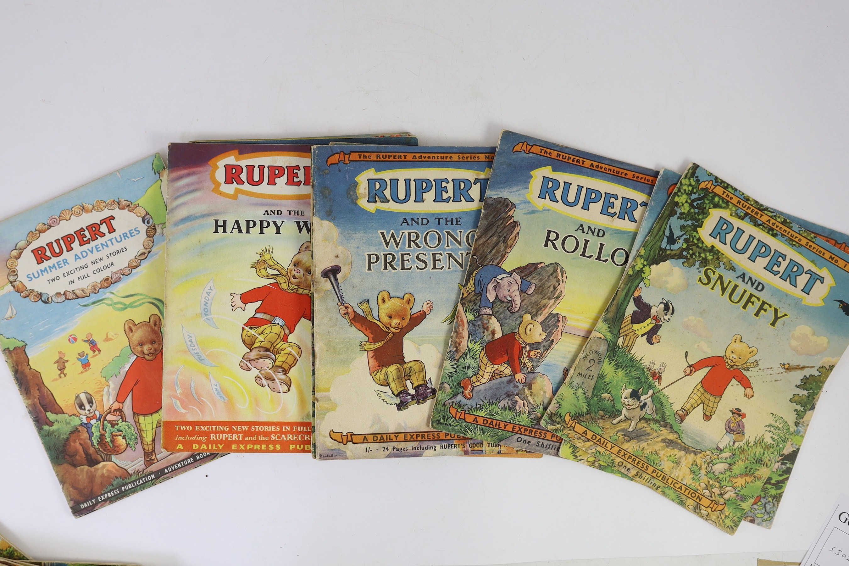 Bestall, Alfred E - Rupert Adventure Series 1949-1962, numbers 1-14, 16-33, 36-38, 44 and 46, occasional newsagents annotations and ownership inscriptions.(37)